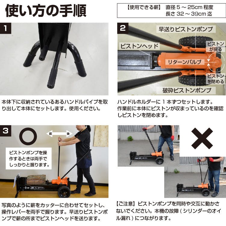 薪割り機 プラウ 手動式 破砕力12トン MLS12 手押し式 ノーパンクタイヤ 開き割り機構【別送品】 | 農業機械 通販 |  ホームセンターのカインズ