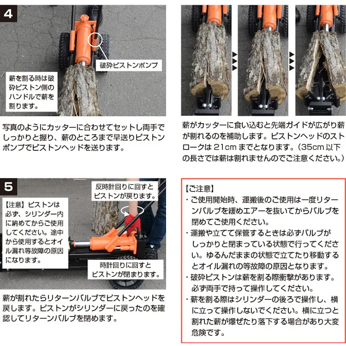 薪割り機 プラウ 手動式 破砕力12トン MLS12 手押し式 ノーパンクタイヤ 開き割り機構【別送品】