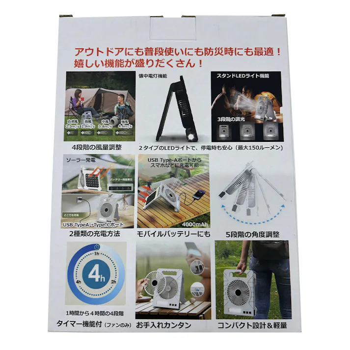 ソーラーファン&ライト ブラック HH-1766