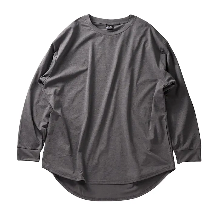 オーバーサイズ長袖Tシャツ チャコール L