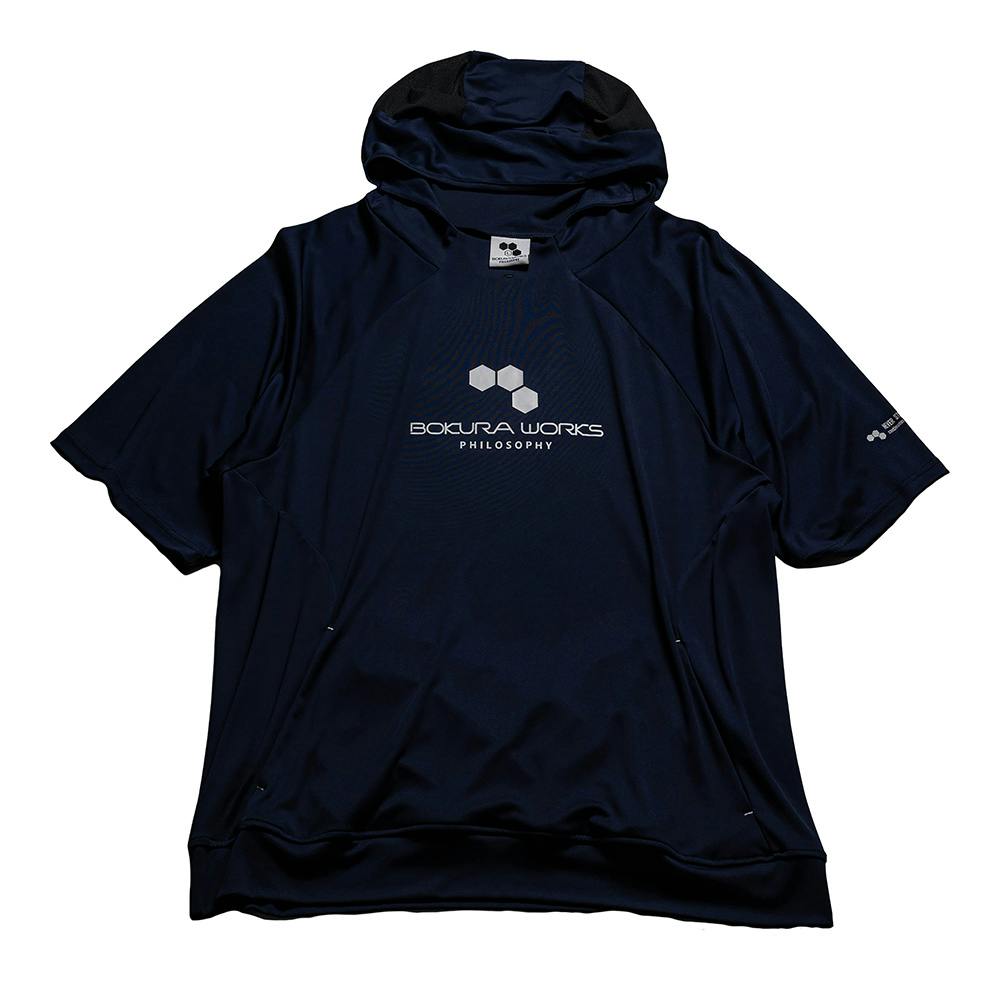 裏冷感オーバーサイズ半袖フーディ ネイビー L | 作業着・作業服