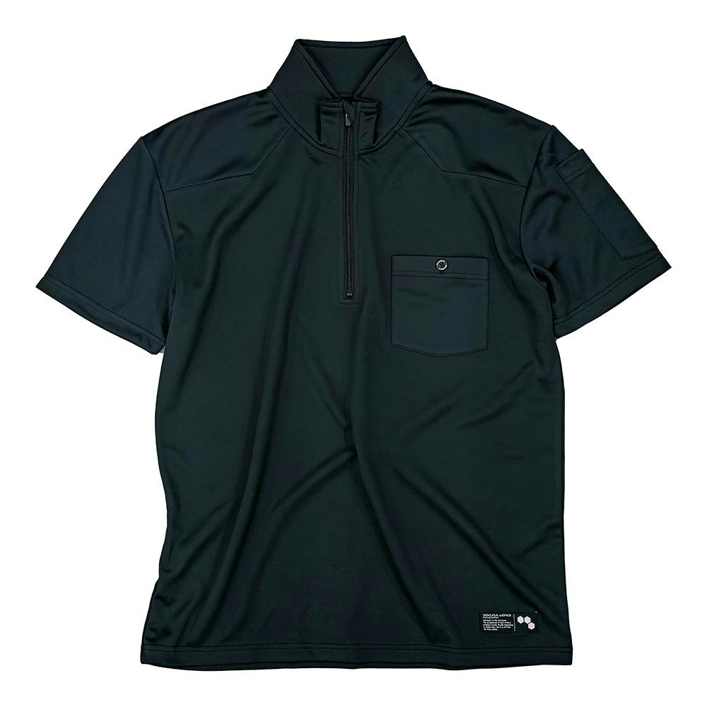 半袖ジップアップ ブラック M