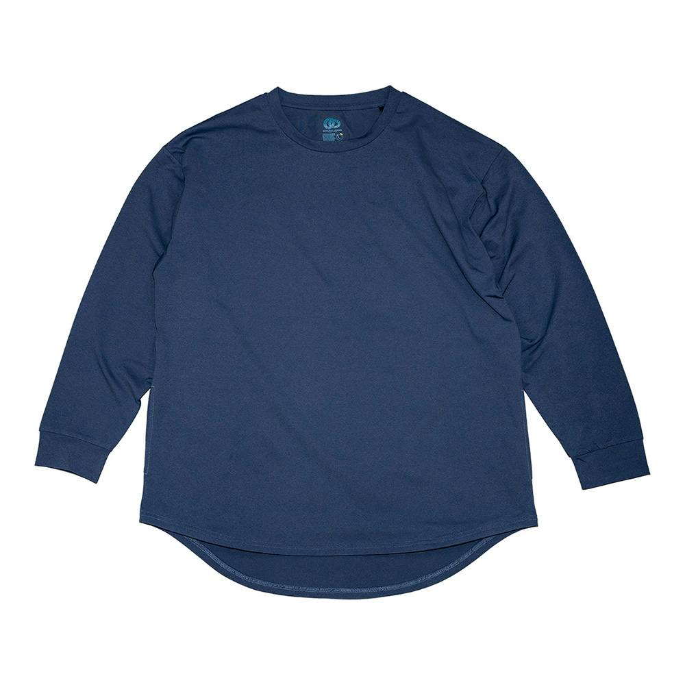 ラウンドヘムオーバーサイズ長袖T ブルー LL 防寒具・防寒ウェア ラウンドヘムオーバーサイズ長袖T ブルー LL 防寒具・防寒ウェア