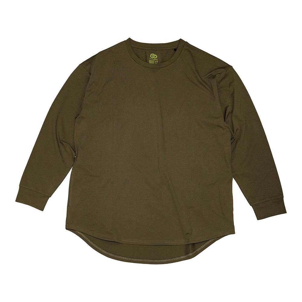 ラウンドヘムオーバーサイズ長袖T オリーブ LL 防寒具・防寒ウェア ラウンドヘムオーバーサイズ長袖T オリーブ LL 防寒具・防寒ウェア