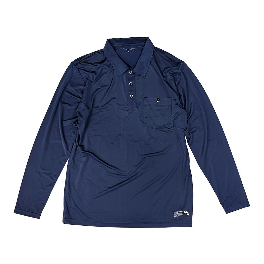 接触冷感長袖ポロシャツ M ネイビー