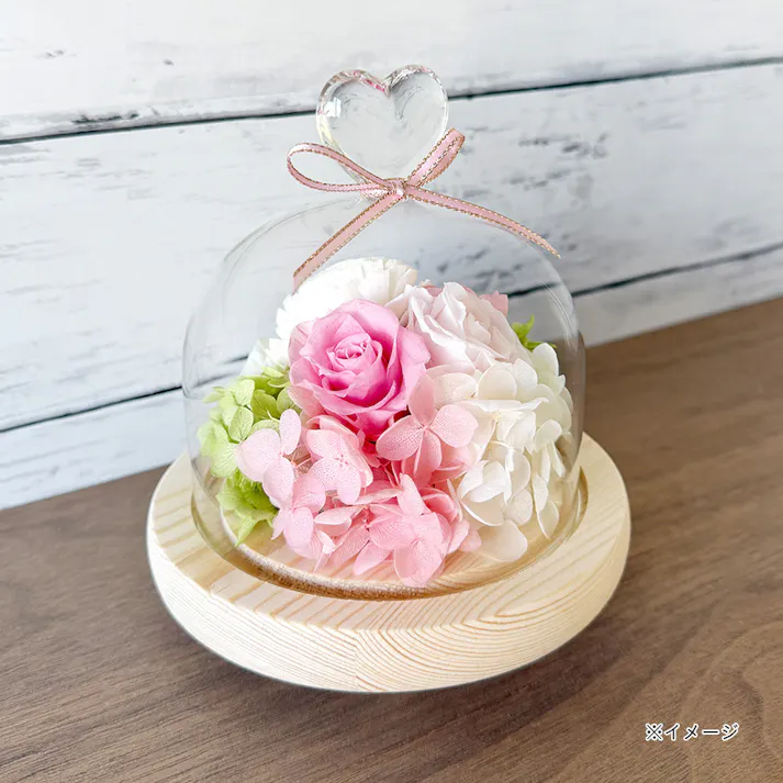 ハートガラスドーム ピンク