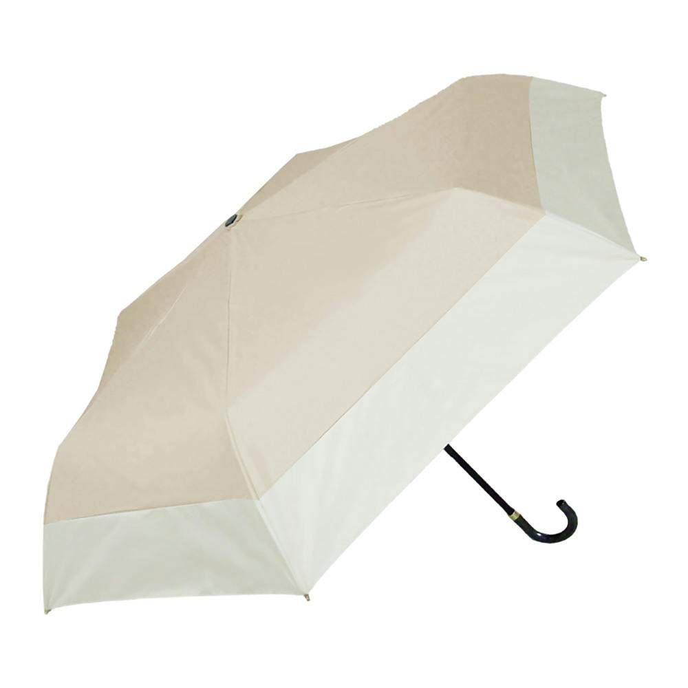 日差しも紫外線も雨も遮れる折傘 55cm バイカラー ベージュ | 傘 