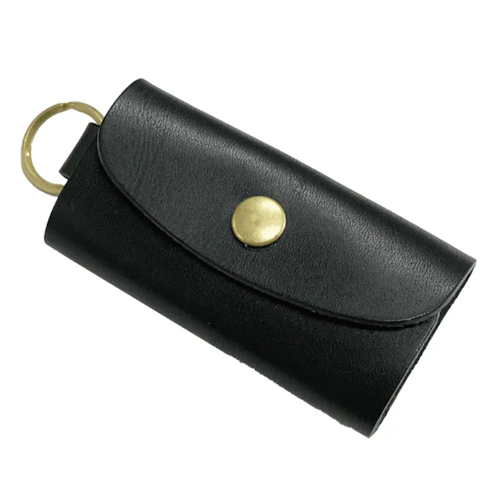 栃木レザー 牛革コンパクトキーケース BK