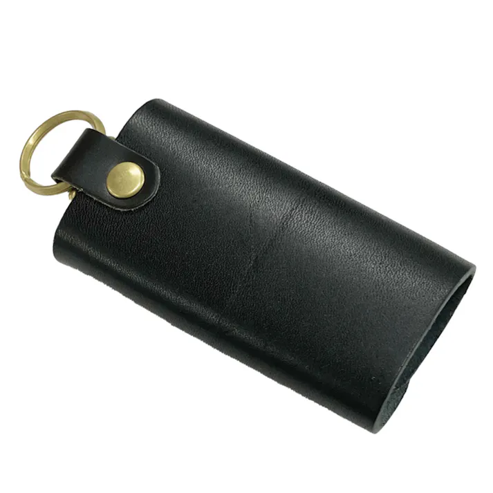 栃木レザー 牛革コンパクトキーケース BK