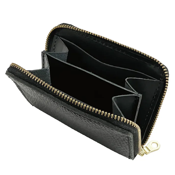 姫路レザー 牛革コイン・カードウォレット BK