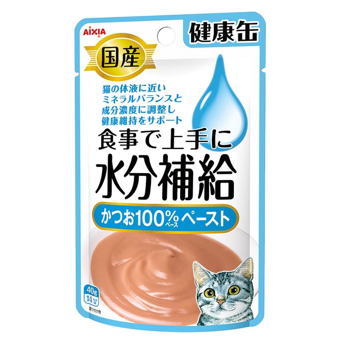 アイシア 国産 健康缶パウチ 水分補給 かつおペースト 40g