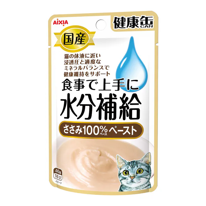アイシア 国産 健康缶パウチ 水分補給 ささみペースト 40g