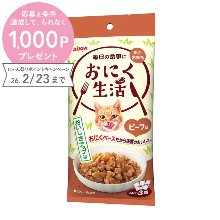 アイシア おにく生活 ビーフ味 60g×3袋
