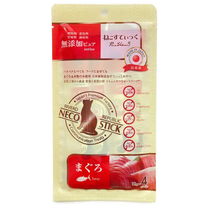 リバードリバブリック ねこすてぃっく 無添加ピュアシリーズ まぐろ 12g×4本(販売終了)