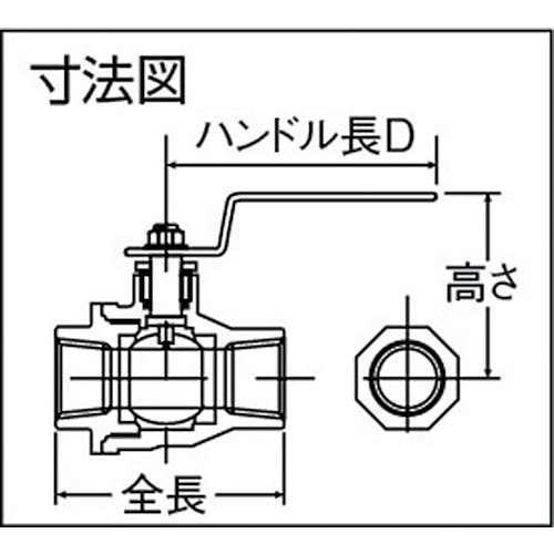 CAINZ-DASH】イノック ねじ込みボールバルブ 全長１２４ｍｍ 呼び径