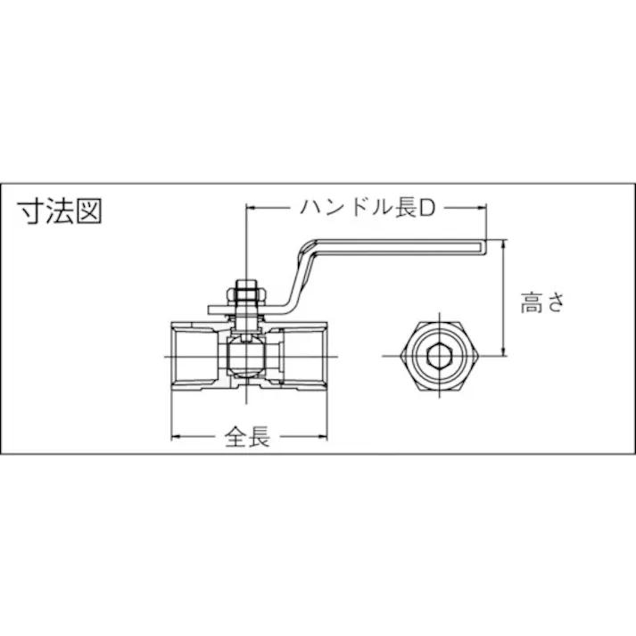 【CAINZ-DASH】イノック ねじ込みボールバルブ 全長100.0mm 呼び径(A)50 316SRVM50A【別送品】