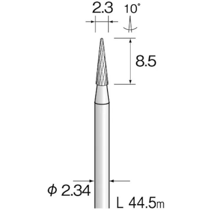 【CAINZ-DASH】ミニター 超硬カッター 円錐先丸クロスカット 刃径Φ2.3 刃長8.5mm BC1331【別送品】