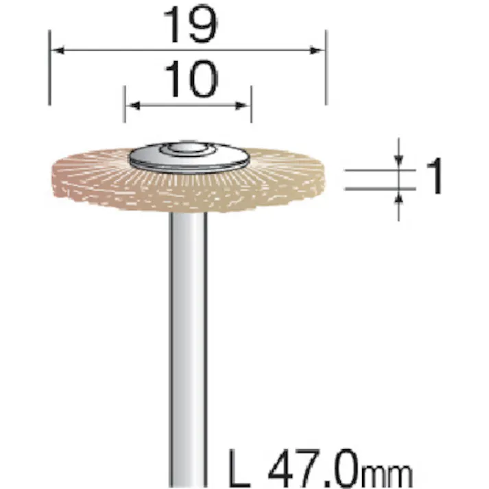 【CAINZ-DASH】ミニター 毛ブラシ ホイール 豚毛 ハード φ19 (10本入) FC1044【別送品】