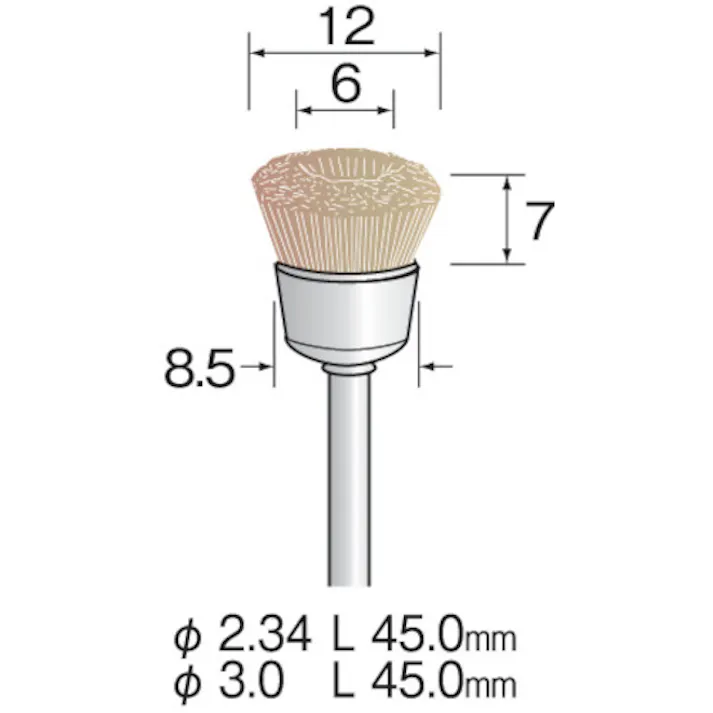 【CAINZ-DASH】ミニター 毛ブラシ カップ 山羊毛 ソフト φ12 (10本入) FC1402【別送品】