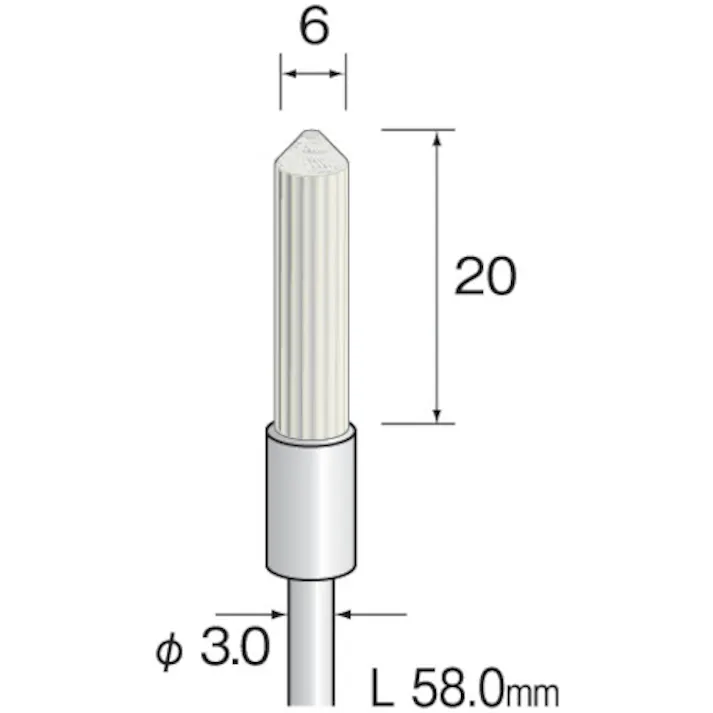 【CAINZ-DASH】ミニター 軸付エンド型ブラシ ファイバーブラシ ショート 粒度#600 外径Φ6 FD3011【別送品】