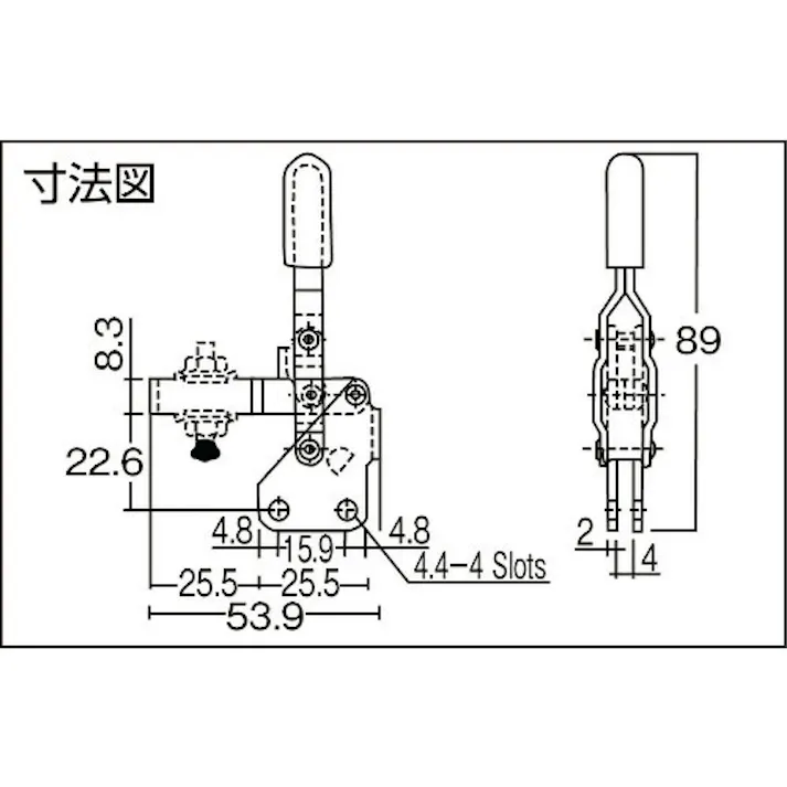 【CAINZ-DASH】大阪角田興業 ハンドル縦型トグルクランプ(下方押え型) No.HV151B 締圧力0.45kN KC-HV151B【別送品】