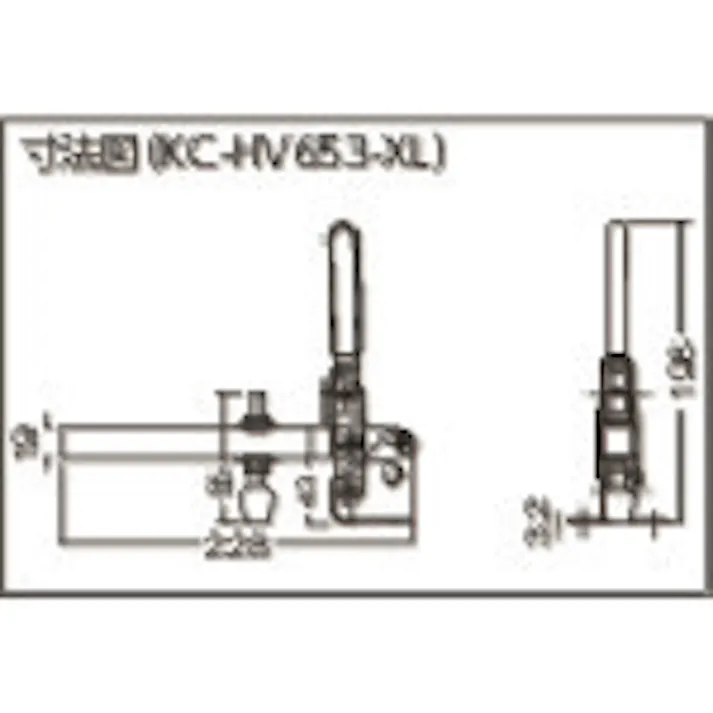 【CAINZ-DASH】大阪角田興業 ハンドル縦型トグルクランプ(下方押え型) No.HV653-XL 締圧力1.1~3.4kN KC-HV653-XL【別送品】