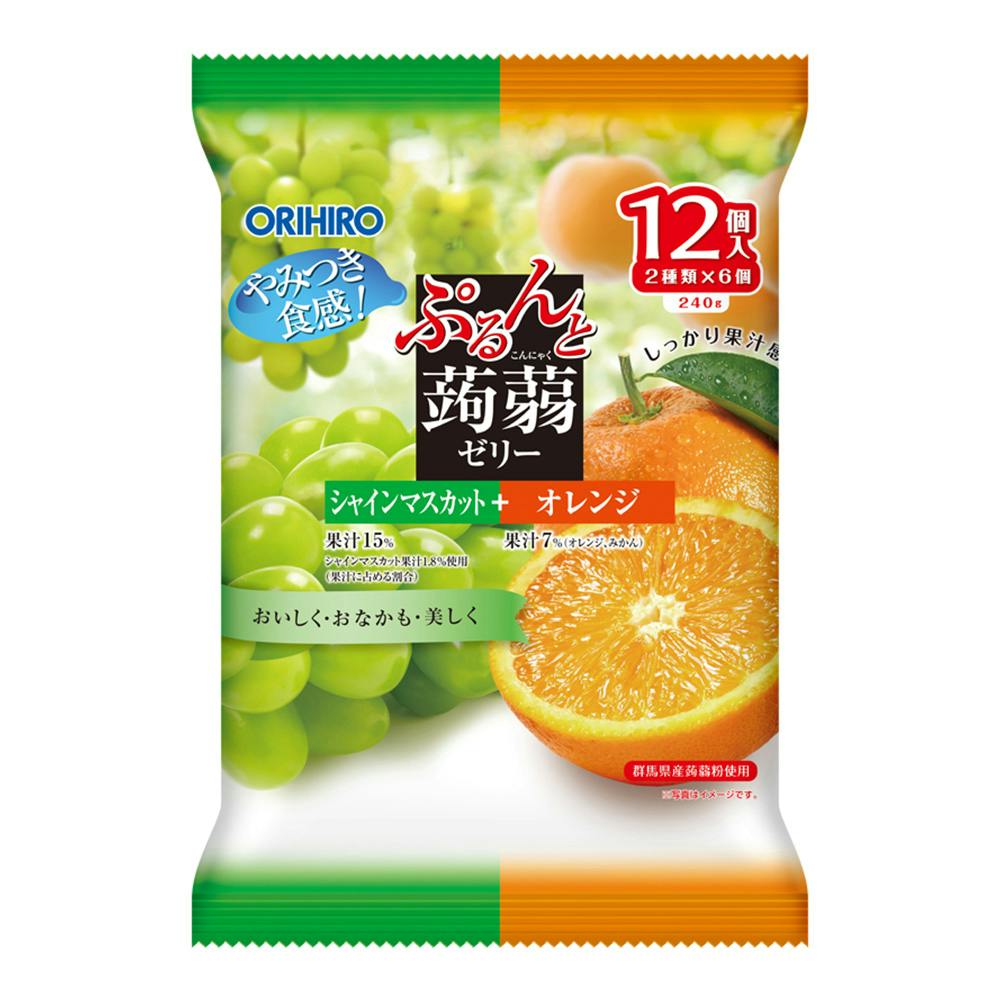 ぷるんと蒟蒻ゼリー シャインマスカット＋オレンジ 12個入(2種類×6個)