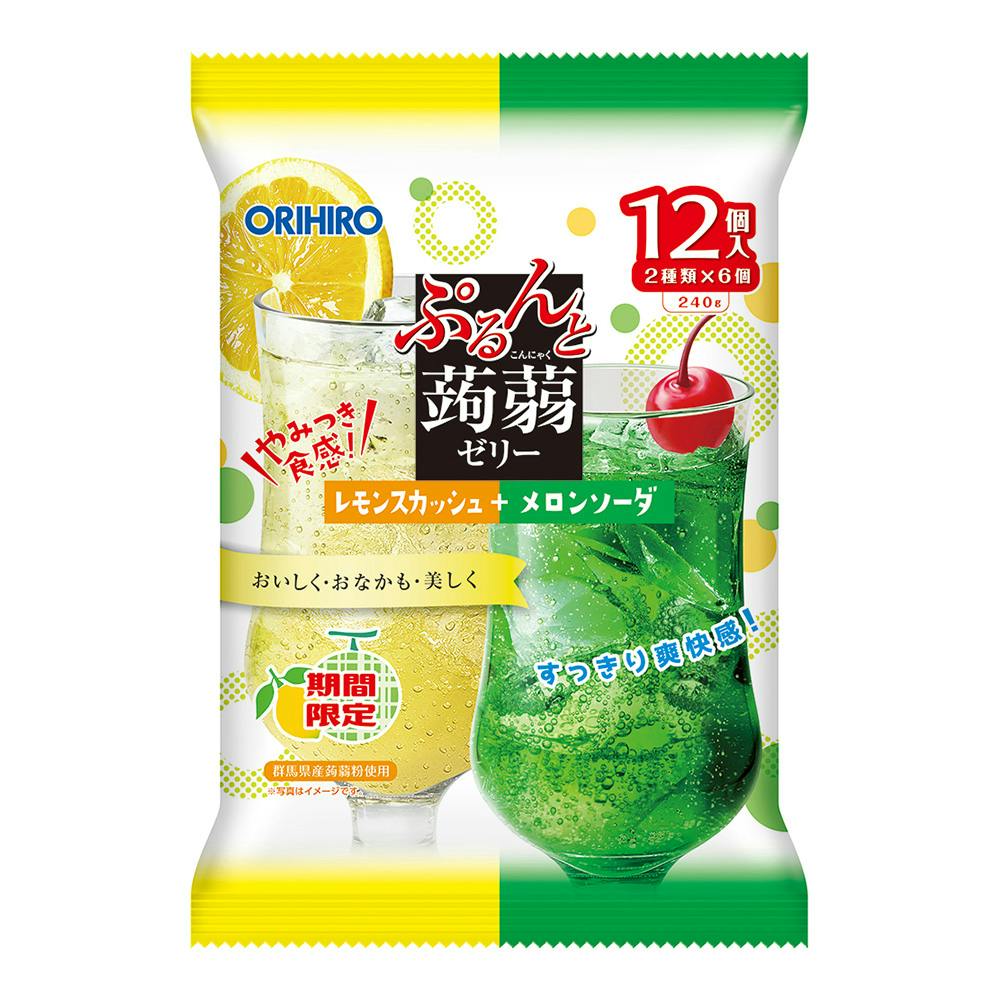 ぷるんと蒟蒻ゼリー レモンスカッシュ+メロンスカッシュ 12個入(2種類×6個)