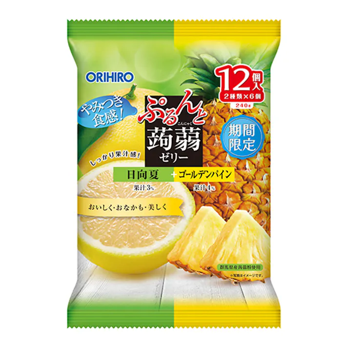 ぷるんと蒟蒻ゼリーパウチ 日向夏+ゴールデンパイン 12個入