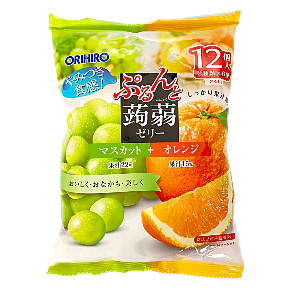 オリヒロ ぷるんと蒟蒻ゼリー マスカットオレンジ 12粒 | 栄養補助食品
