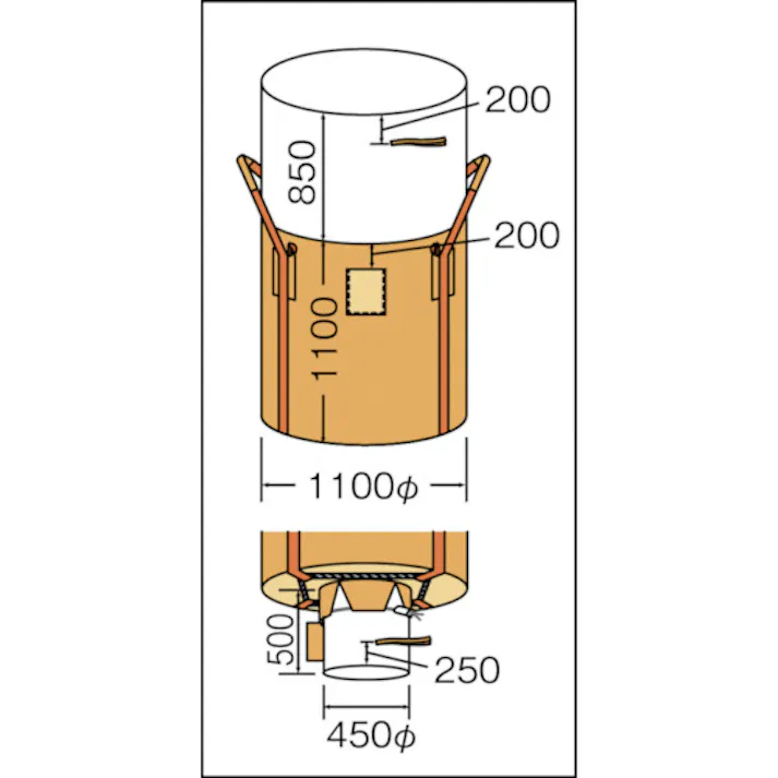 【CAINZ-DASH】吉野 コンテナバッグ丸型 ラミ付 排出口付 YS-CB-L1000C【別送品】