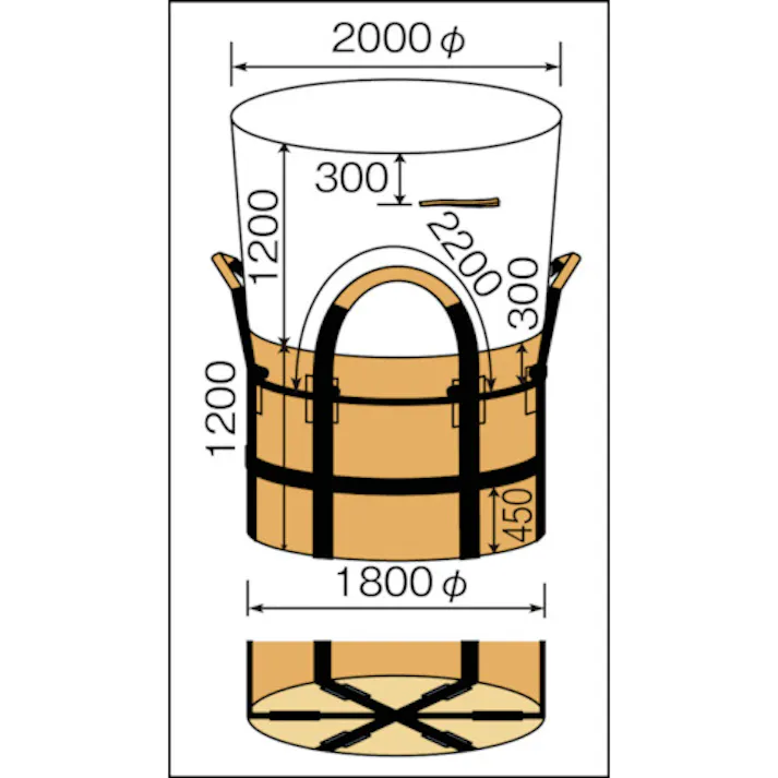 【CAINZ-DASH】吉野 コンテナバッグ丸型 1t 底ロープ 低比重タイプ YS-CB-4000【別送品】
