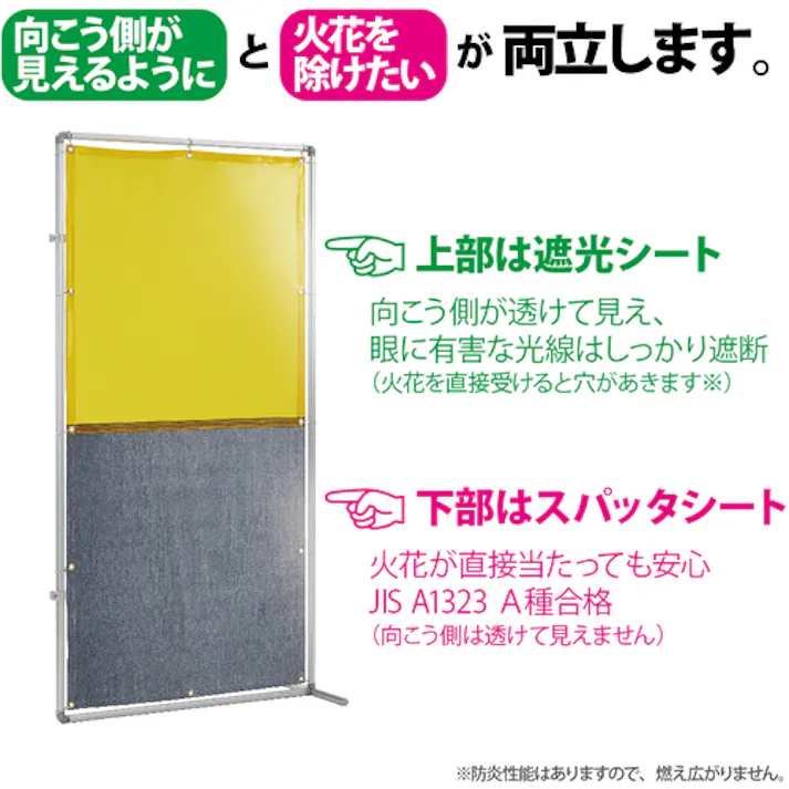 【CAINZ-DASH】吉野 遮光火花兼用衝立 接続型 1×2 固定足(イエロー×A種シート) YS-12JF-Y-BW【別送品】