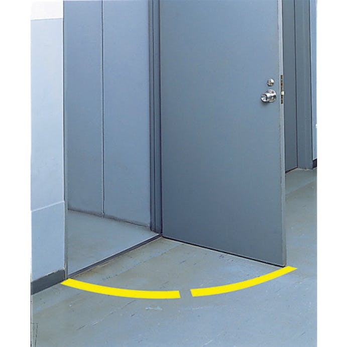 【CAINZ-DASH】ユニット ドア開閉表示ステッカー　アール型　黄・ＰＶＣステッカー・５０幅 819-61【別送品】