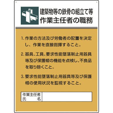 【CAINZ-DASH】ユニット 作業主任者職務板　鉄骨の組立て等作業… 808-22A【別送品】