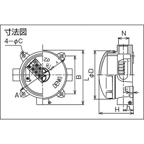 【CAINZ-DASH】島田電機 アルミニウム合金鋳物　耐圧防爆構造ターミナルボックス（三方向）　ＰＦ１ STH-04T-28【別送品】