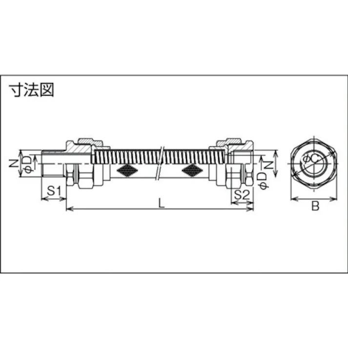 【CAINZ-DASH】島田電機 銅合金ステンレス 耐圧防爆構造フレキシブルコンジット PF1/2 SFC-516【別送品】
