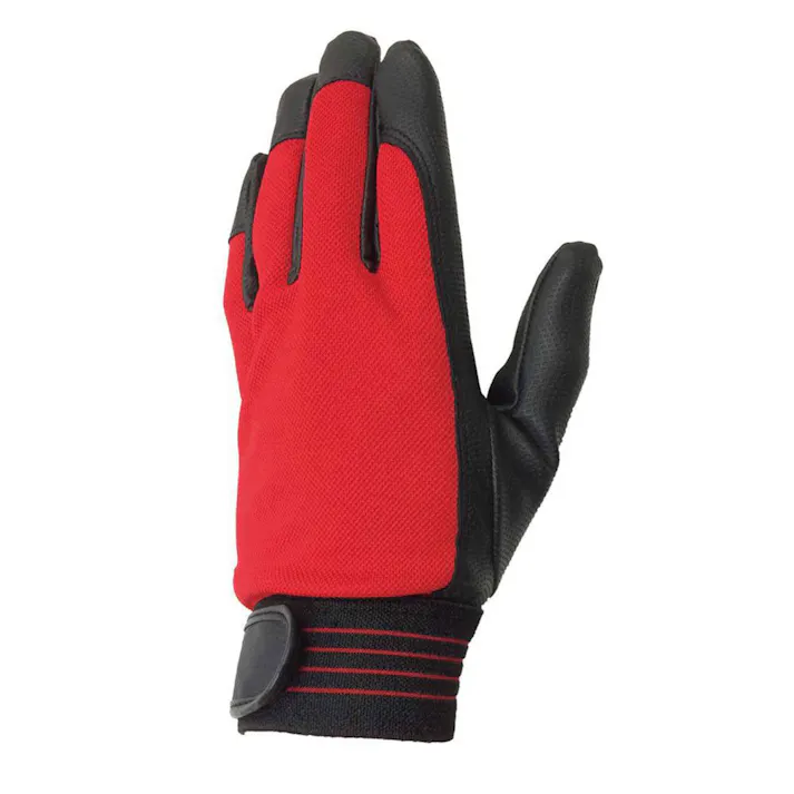 PU甲メリヤスマジック付手袋 レッド L