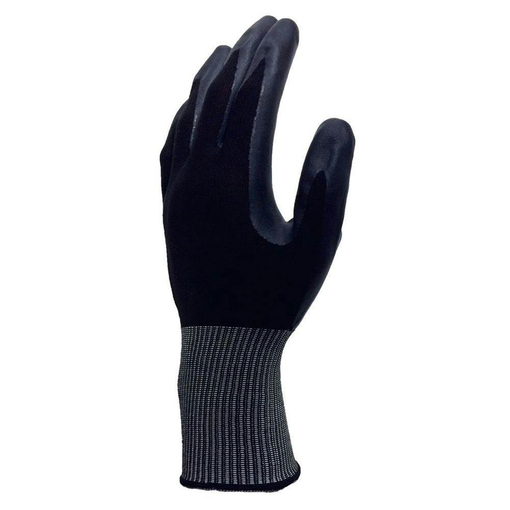 水に濡れても滑りにくいニトリル背抜き クロ×クロ S