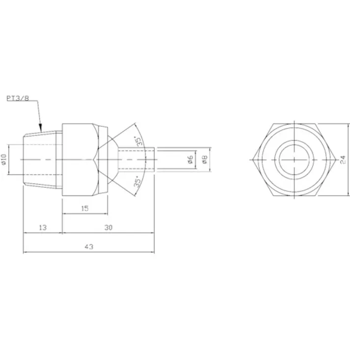 【CAINZ-DASH】日機 ポイントフィットノズル PT3/8 L30 NNPT 3/8-30【別送品】