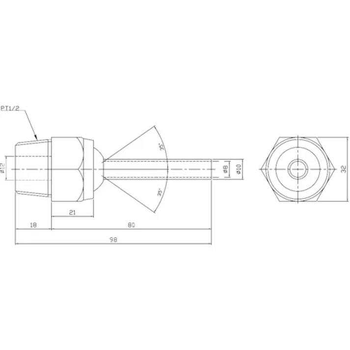 【CAINZ-DASH】日機 ポイントフィットノズル PT1/2 L80 NNPT 1/2-80【別送品】