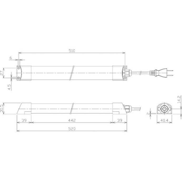 【CAINZ-DASH】日機 簡易防水型ＬＥＤリニアライト　ＡＣ１００～１２０Ｖ　１４００ｌｍ NLT2-20-AC-S【別送品】