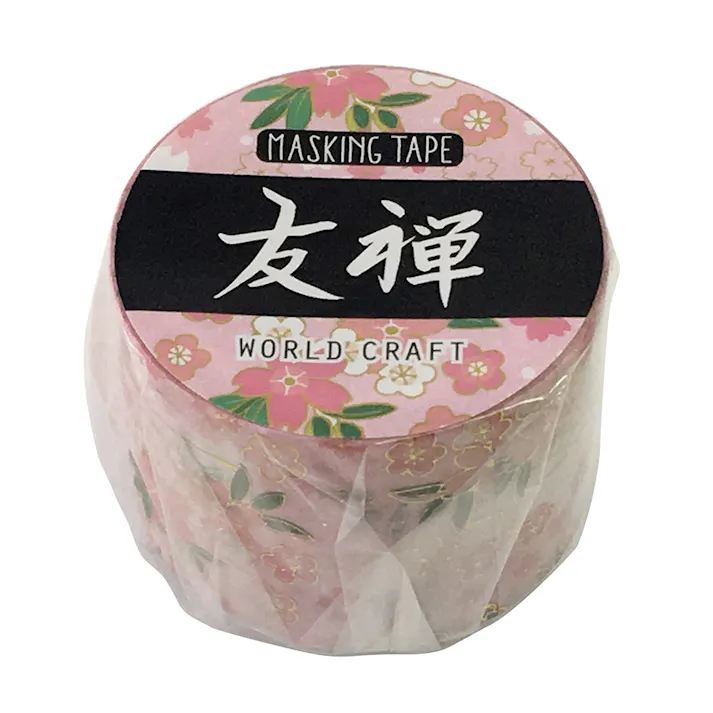 ワールドクラフト マスキングテープ 友禅 桃 30mm