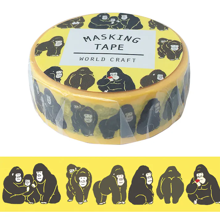 ワールドクラフト マスキングテープ 15mm アニマル ゴリラ