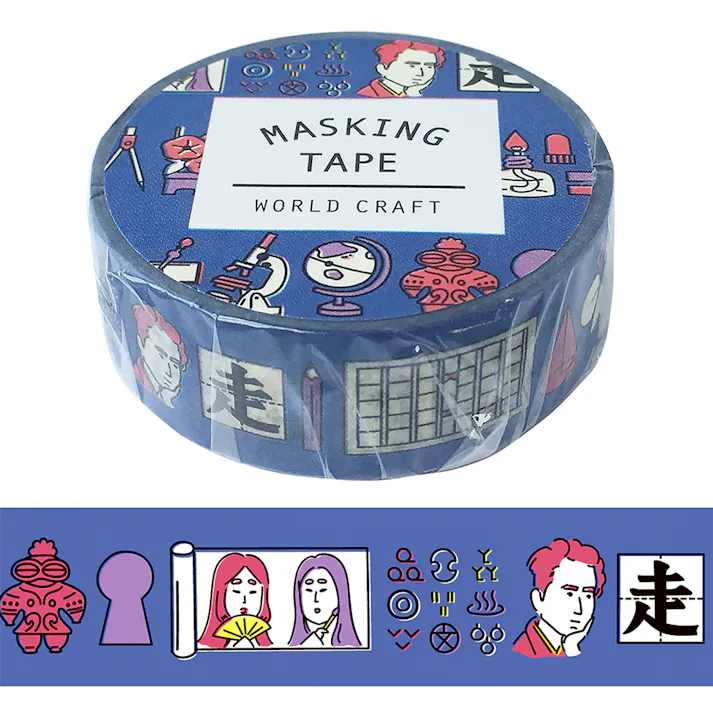 ワールドクラフト マスキングテープ 15mm 国・算・理・社