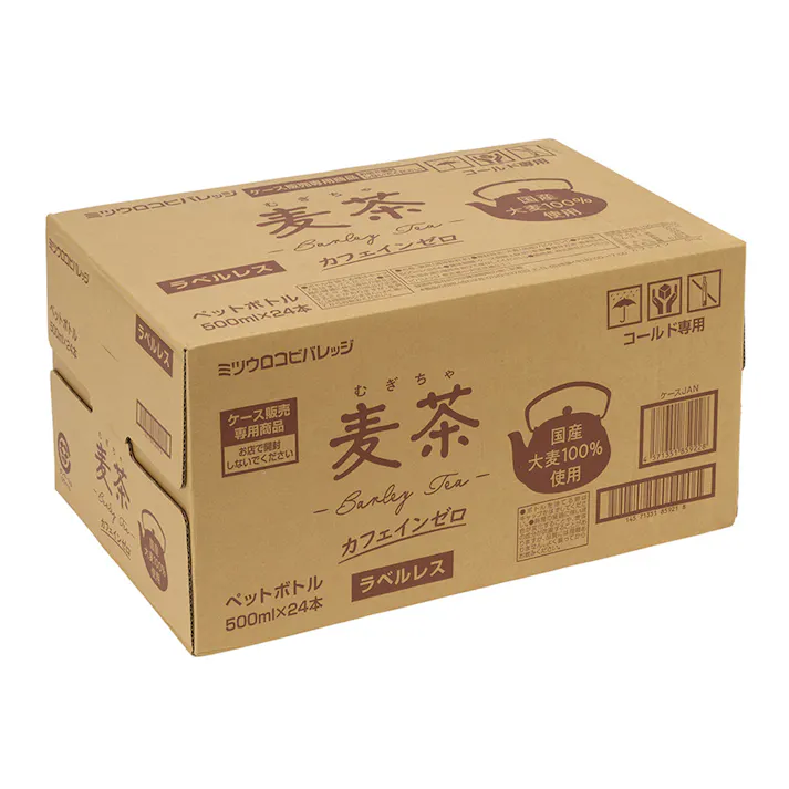 【ケース販売】麦茶 ラベルレス カフェインゼロ 500ml