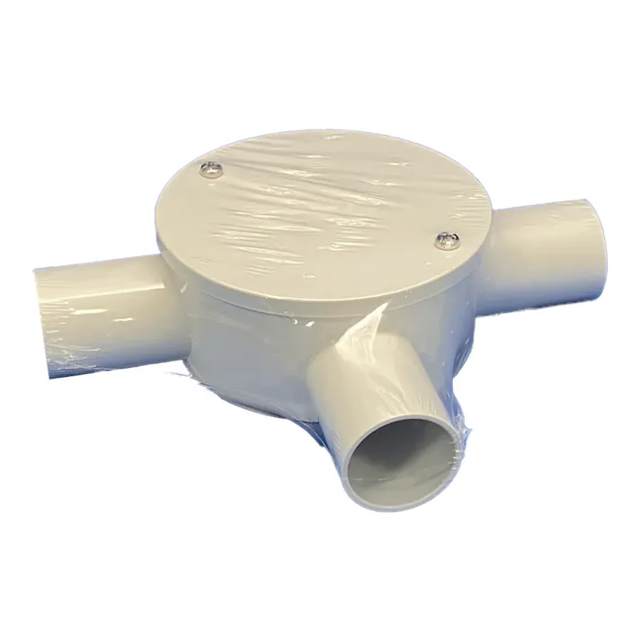 未来工業 露出用丸形ボックス 3方出 ミルキーホワイト PVM22-3KM