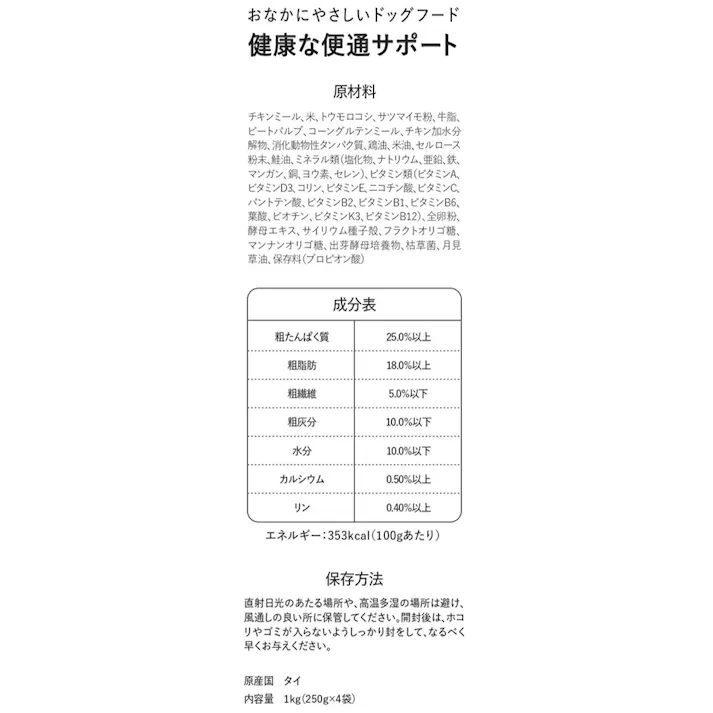 おなかにやさしいドッグフード 便通サポート 1Kg