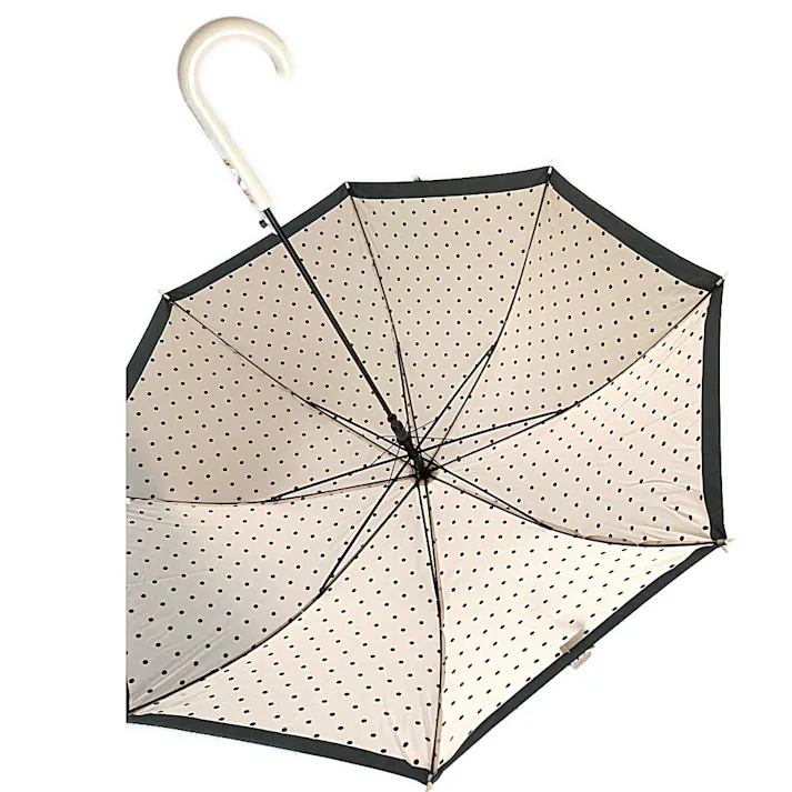 スライドカバー付き傘 60cm ドット ベージュ C6