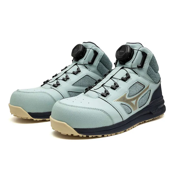 ミズノ 安全靴 オールマイティ LSII73M BOA ダイヤル式 ミントブルー/ゴールド 26.0cm